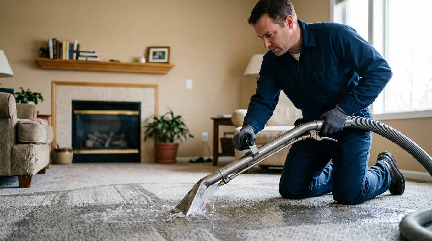 Water damage restoration technician working near Rayland, OH